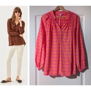 Lilly Pulitzer | Elsa Stiped Silk Top Pink/Orange